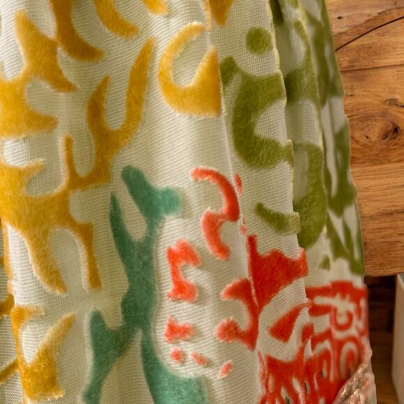 Boho Festival Silk Blend Gypsy Midi Skirt Devoré Velvet Cynthia Steffe Size 16 - Picture 13 of 14